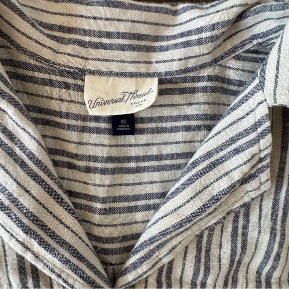 Universal Thread Linen Blend Shirt Dress Stripped Preppy Seacoast Nautical XS - Picture 2 of 8
